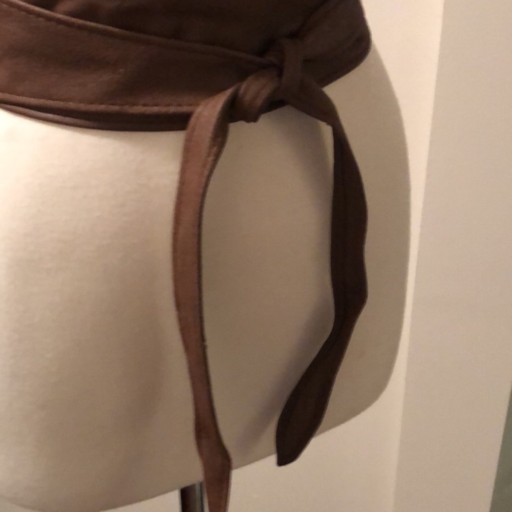 BROWN VEGAN LEATHER WRAP BELT